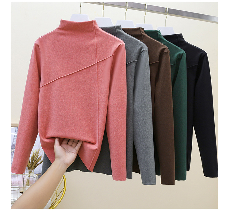 Thermal Clothes Women's Autumn and Winter plus Size Turtleneck Bottoming Shirt Long Sleeves Outerwear Tshirt Women