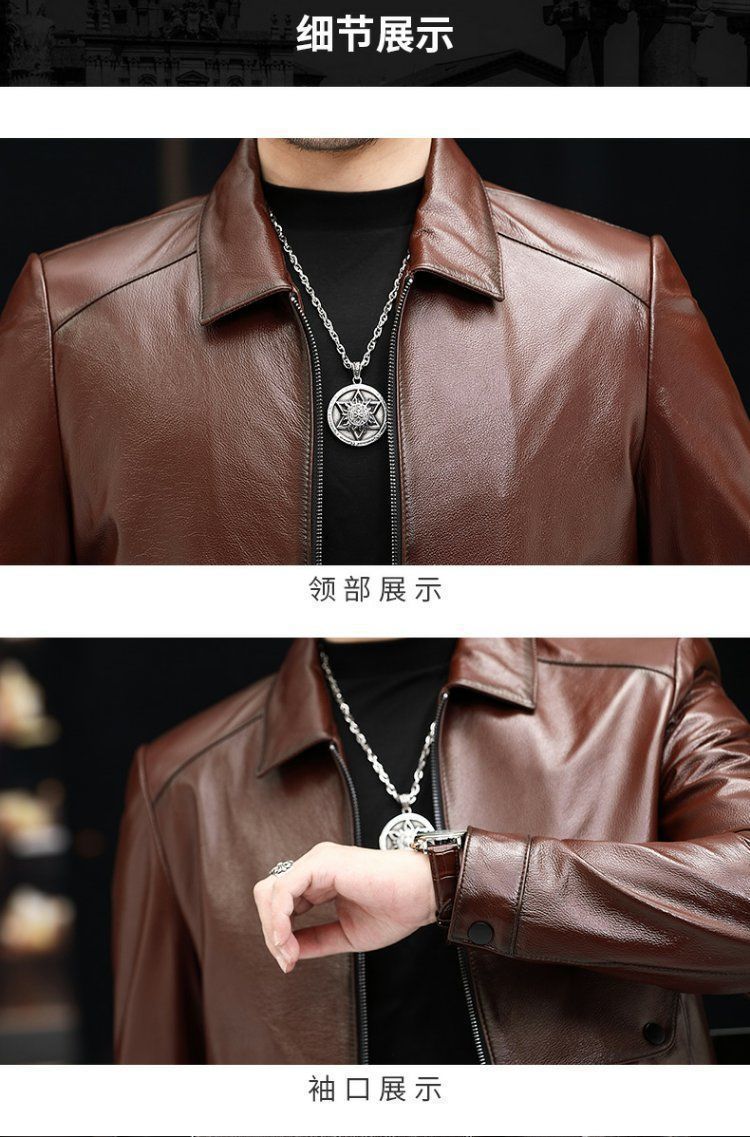 202 Autumn New Haining Sheep Genuine Leather Clothes Men's Korean-Style Short Slim Lapel Leather Jacket Coat 202 Autumn New Haining Sheep Genuine Leather Clothes Men's Korean-Style Short Slim Lapel Leather Jacket Coat