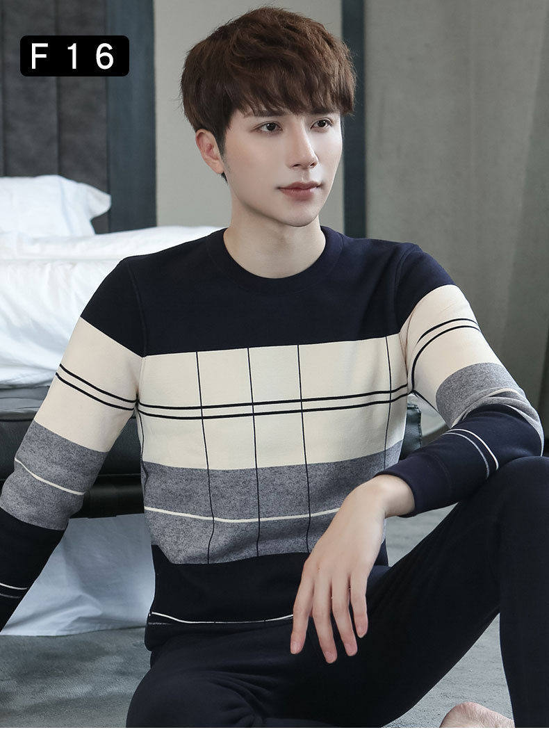 New Winter Men's Fleece Lined Padded Warm Keeping Underwear Set Youth Can Wear outside Lambswool Printed Autumn Clothes Long Pants New Winter Men's Fleece Lined Padded Warm Keeping Underwear Set Youth Can Wear outside Lambswool Printed Autumn Clothes Long Pants