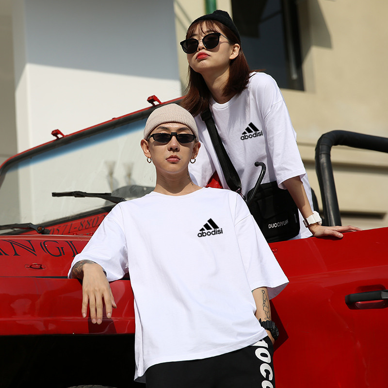 Summer Sports ShortSleeved Men&#039;s Tshirt Fashion Brand Solid Color Half Sleeve Loose Couple Outfit Clothes Unisex Wear