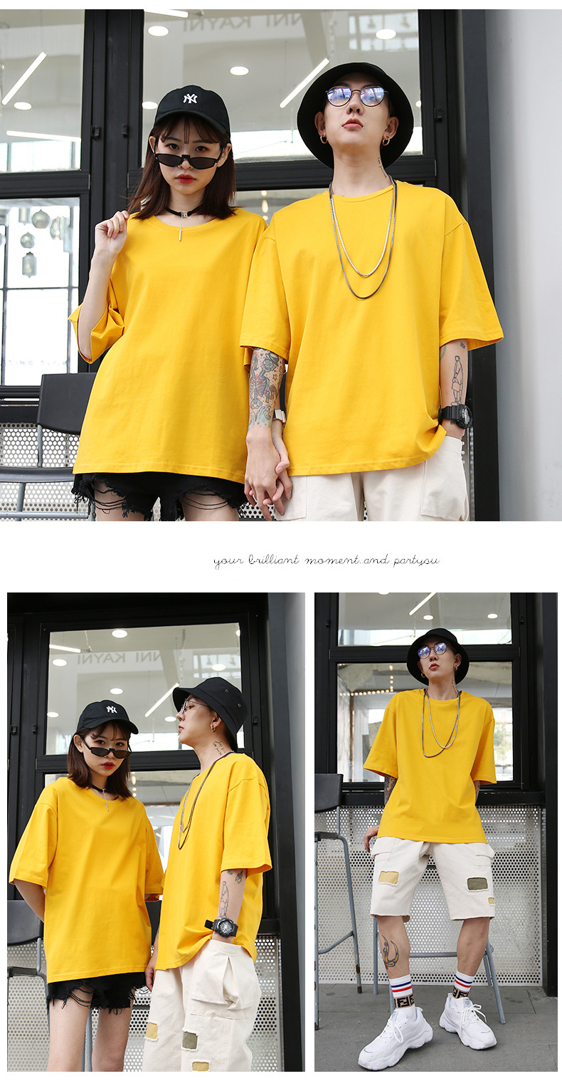 Summer Sports ShortSleeved Men's Tshirt Fashion Brand Solid Color Half Sleeve Loose Couple Outfit Clothes Unisex Wear
