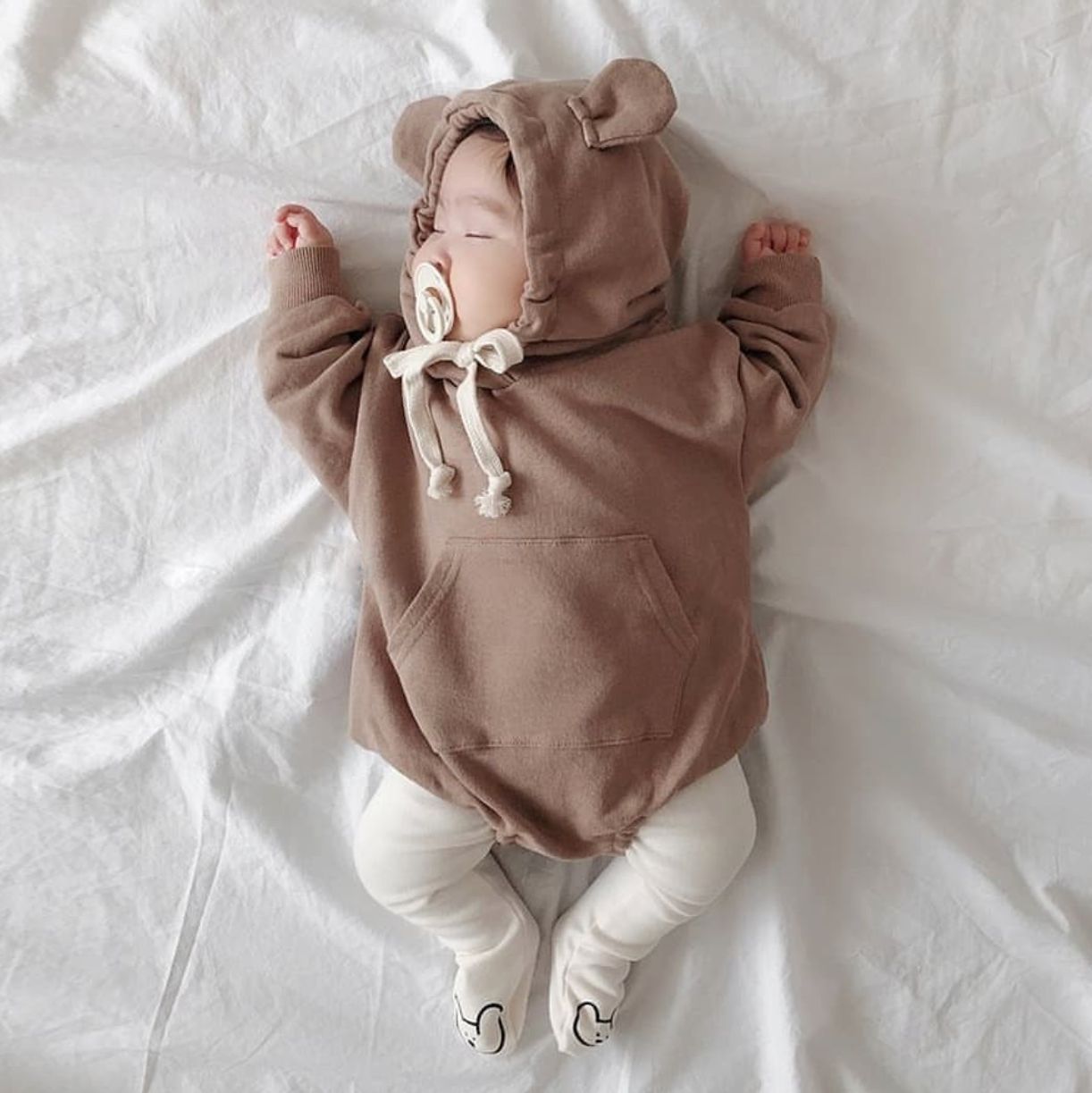 and Autumn Baby Cute Bear Crawling Clothes Men and Women Baby LongSleeved Hooded Sweater Baby Bodysuit OnePiece Romper