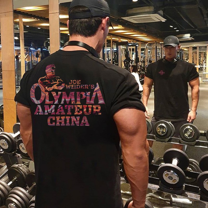 Loose Popular logo men's sport short sleeve Tshirt men's summer cotton seven Minute Sleeve Running Training clothes