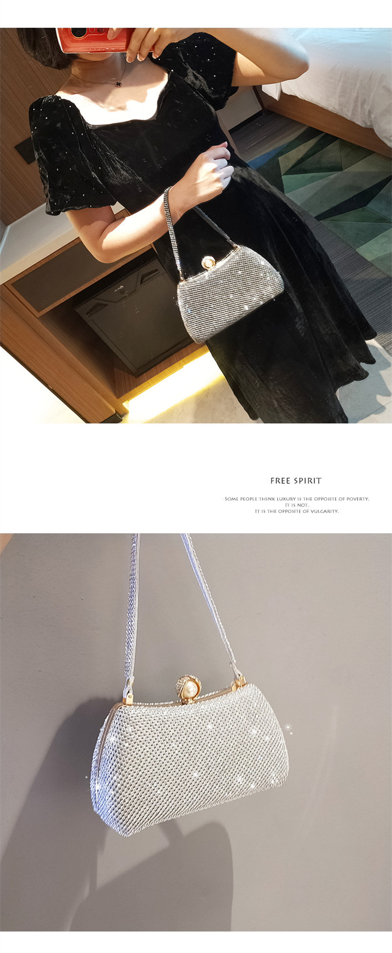 2021 New Banquet Handbag Diamond Rhinestone Dinner Bag Trendy Party Small Bag Shiny Handbag for Women Dress Garment Bag 2021 New Banquet Handbag Diamond Rhinestone Dinner Bag Trendy Party Small Bag Shiny Handbag for Women Dress Garment Bag