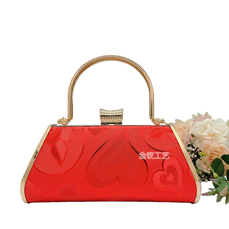 Red Geometric Single-Sided Diamond One-Shoulder Crossbody Dinner Annual Meeting Socialite Elegant Tote Dress Garment Bag Elegant Clutch Bag