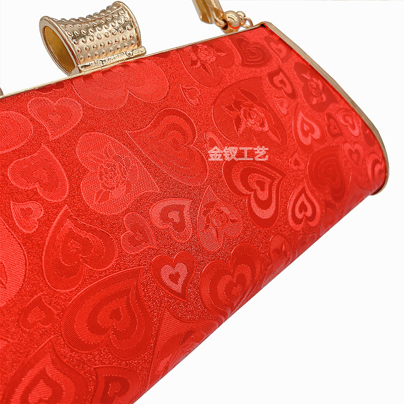 Red Geometric Single-Sided Diamond One-Shoulder Crossbody Dinner Annual Meeting Socialite Elegant Tote Dress Garment Bag Elegant Clutch Bag