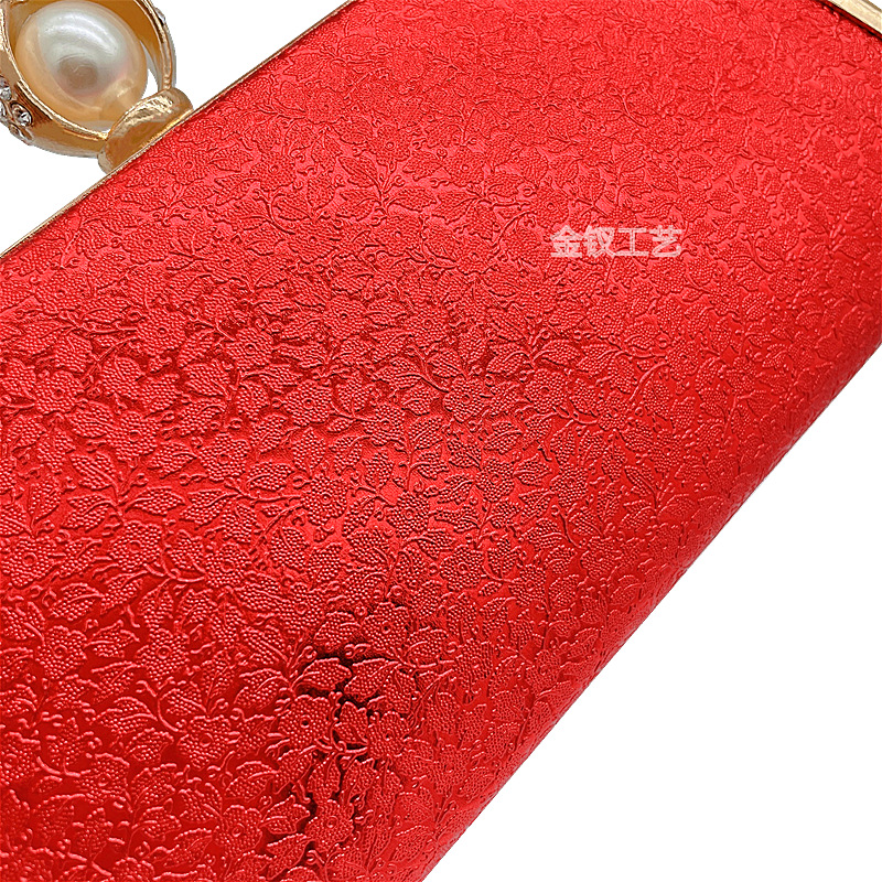 Red Geometric Single-Sided Diamond One-Shoulder Crossbody Dinner Annual Meeting Socialite Elegant Tote Dress Garment Bag Elegant Clutch Bag