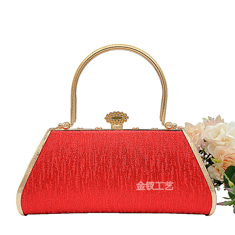 Red Geometric Single-Sided Diamond One-Shoulder Crossbody Dinner Annual Meeting Socialite Elegant Tote Dress Garment Bag Elegant Clutch Bag