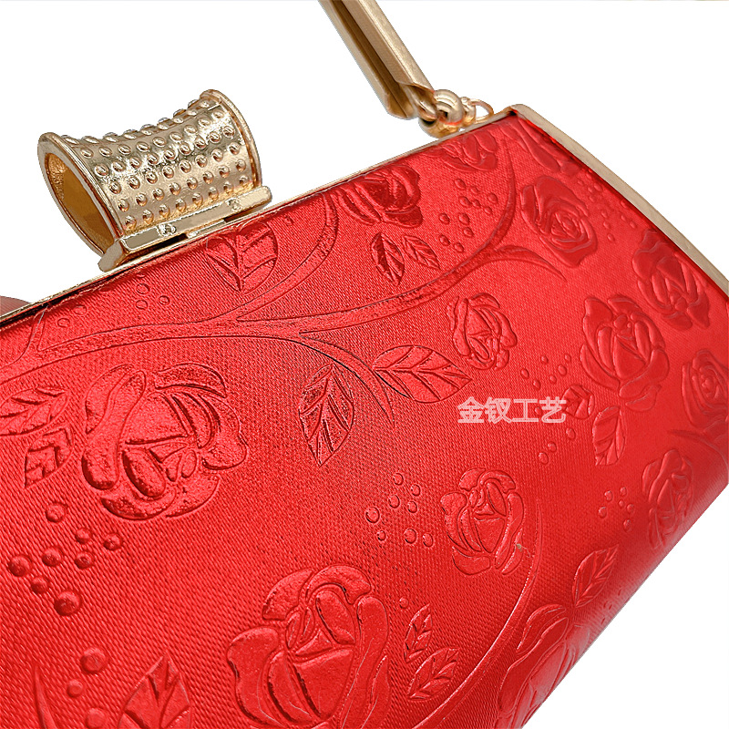 Red Geometric Single-Sided Diamond One-Shoulder Crossbody Dinner Annual Meeting Socialite Elegant Tote Dress Garment Bag Elegant Clutch Bag