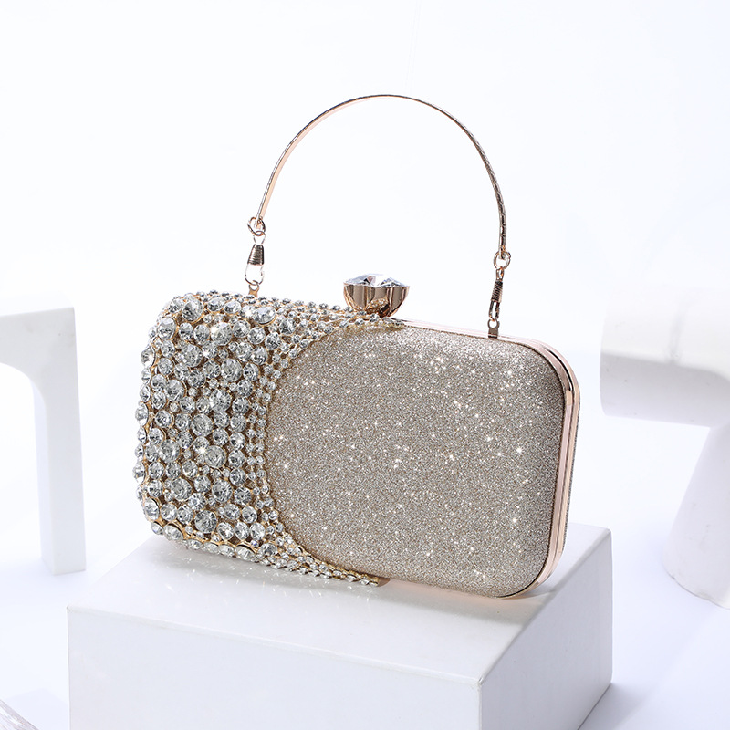Internet Celebrity Diamond Evening Bag Women's Hand Holding Dress Garment Bag Disco Dancing Shiny Ladies Banquet Cheongsam Handbag Cosmetic Bag