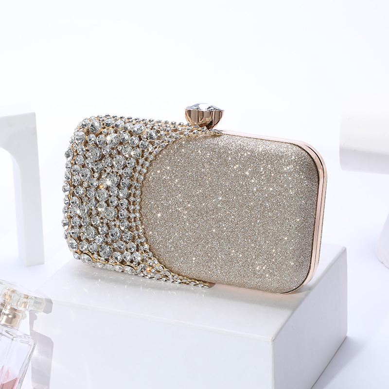 Internet Celebrity Diamond Evening Bag Women's Hand Holding Dress Garment Bag Disco Dancing Shiny Ladies Banquet Cheongsam Handbag Cosmetic Bag