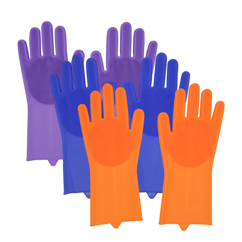 Latex Gloves Kitchen Cleaning Gloves Rubber Gloves Anti-Scald Durable Disposable Pet Bath Silicone Gloves for Housework