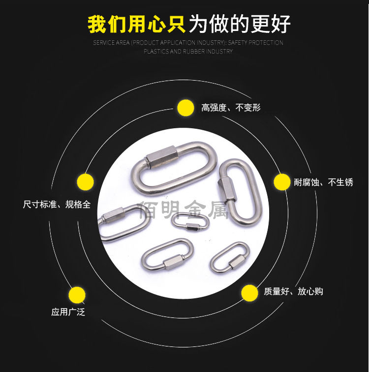 Supply 304 Stainless Steel Quick Shackle Stainless Steel Carabiner Pet Chain Buckle M3.5-M12 Wholesale