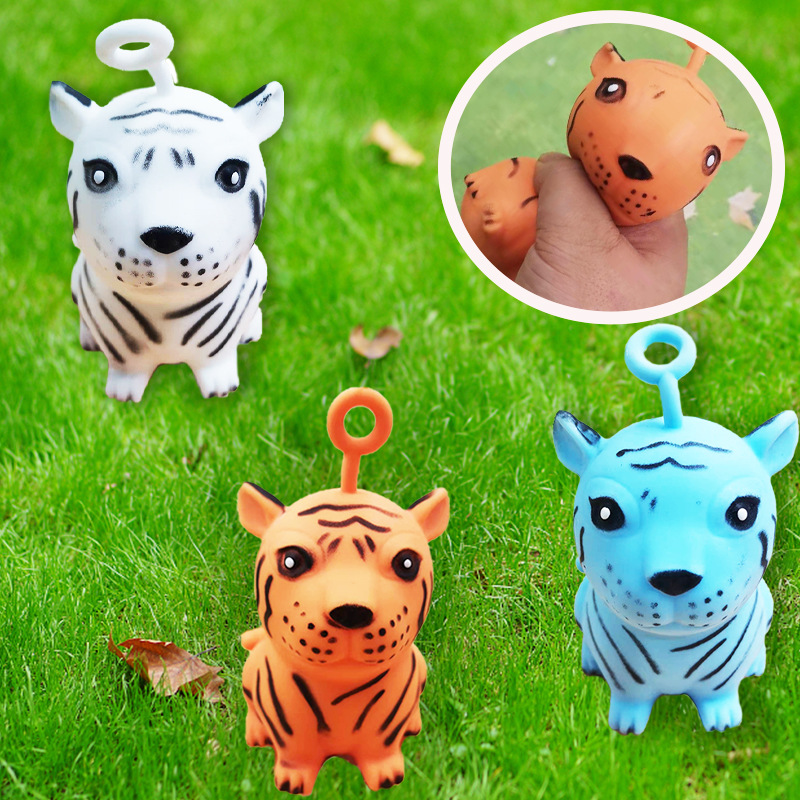 New Year of Tiger Cute Pet Squeezing Toy Pressure Reduction Toy TPR Decompression Flour Vent Ball Children&#039;s Toys Wholesale
