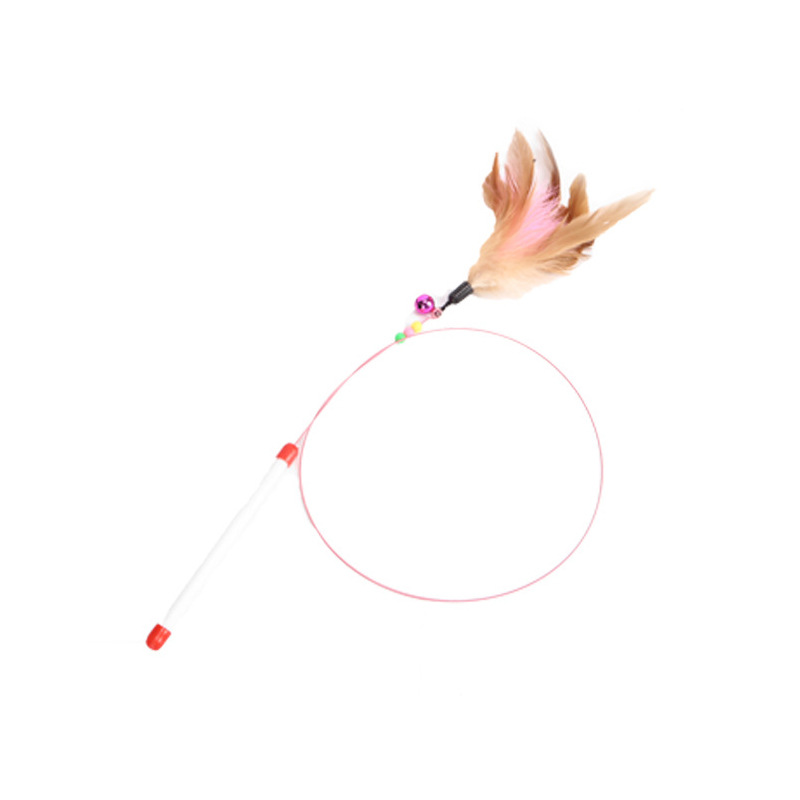 Factory In Stock Steel Wire Color Feather Cat Teaser Cat Toy Free Bell Cat Toy Pet Supplies Wholesale