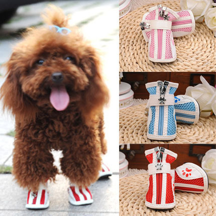 Spring/Summer Pet Shoes Summer New Non-Slip Soft Bottom Beef Tendon Bottom Breathable Mesh Dog Shoes Poodle Shoes