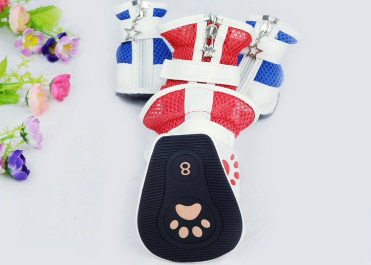 Spring/Summer Pet Shoes Summer New Non-Slip Soft Bottom Beef Tendon Bottom Breathable Mesh Dog Shoes Poodle Shoes
