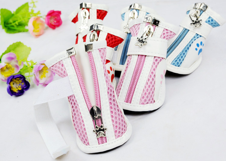 Spring/Summer Pet Shoes Summer New Non-Slip Soft Bottom Beef Tendon Bottom Breathable Mesh Dog Shoes Poodle Shoes