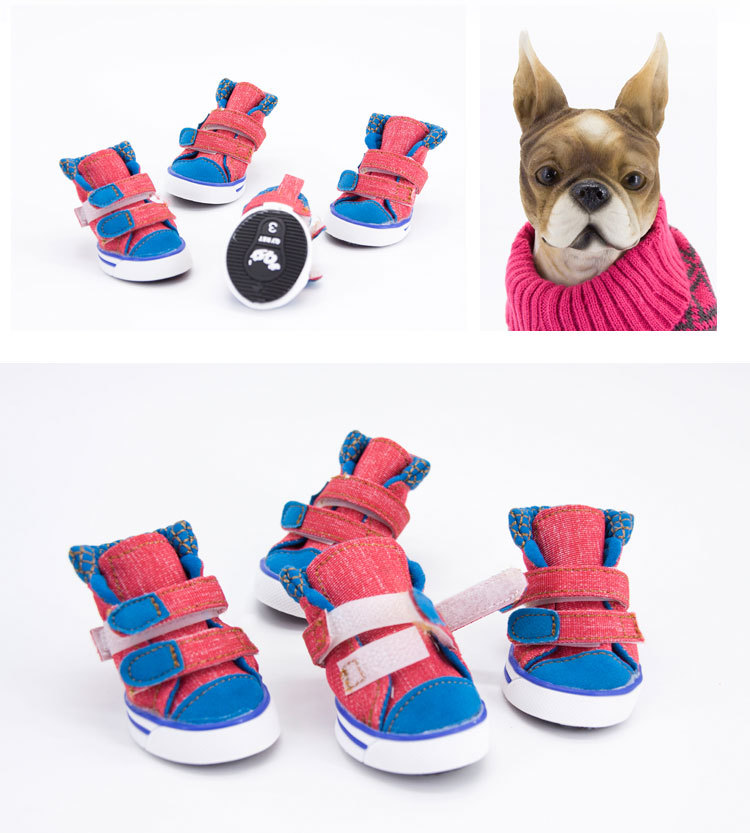 Lanboer blue Boer pet shoes new sports skid resistant canvas shoes small and medium sized dog shoes