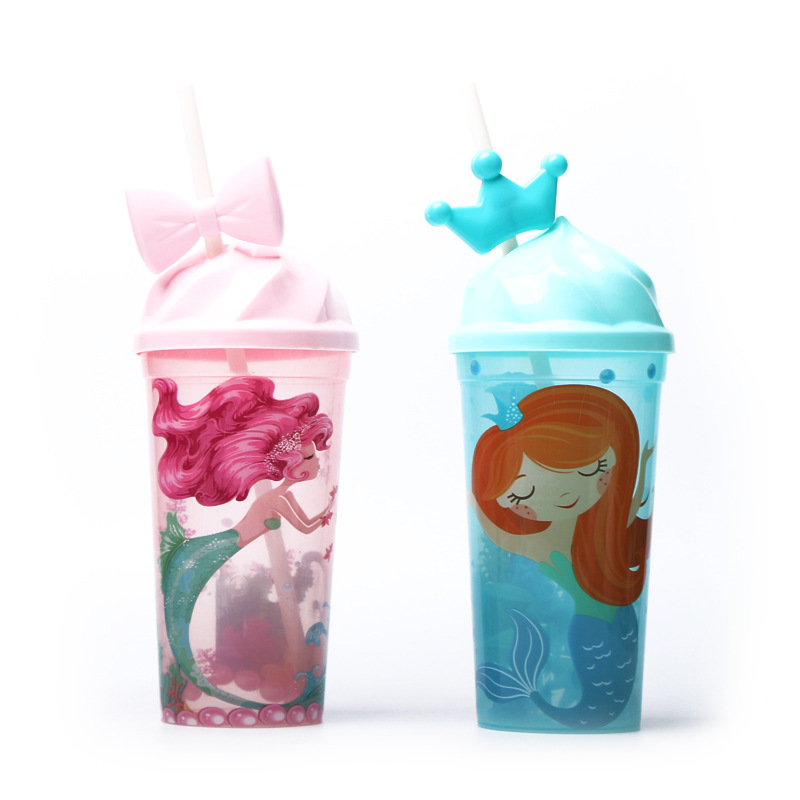 Yumei Straight Tube cup Unicorn Crown Straw cup Transparent ice Cup Children's Creative Muzzle cup