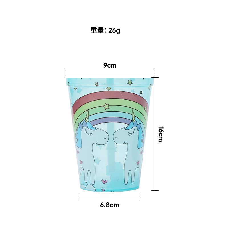 Yumei Straight Tube cup Unicorn Crown Straw cup Transparent ice Cup Children's Creative Muzzle cup