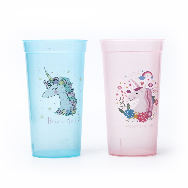 Yumei Straight Tube cup Unicorn Crown Straw cup Transparent ice Cup Children's Creative Muzzle cup