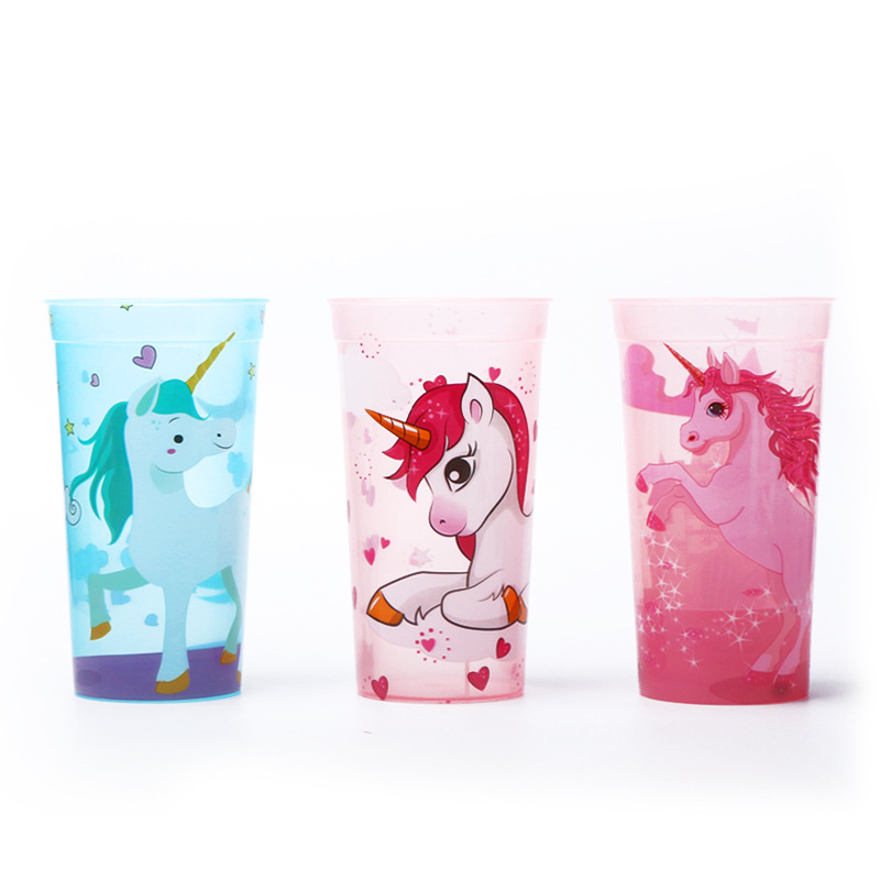 Yumei Straight Tube cup Unicorn Crown Straw cup Transparent ice Cup Children's Creative Muzzle cup