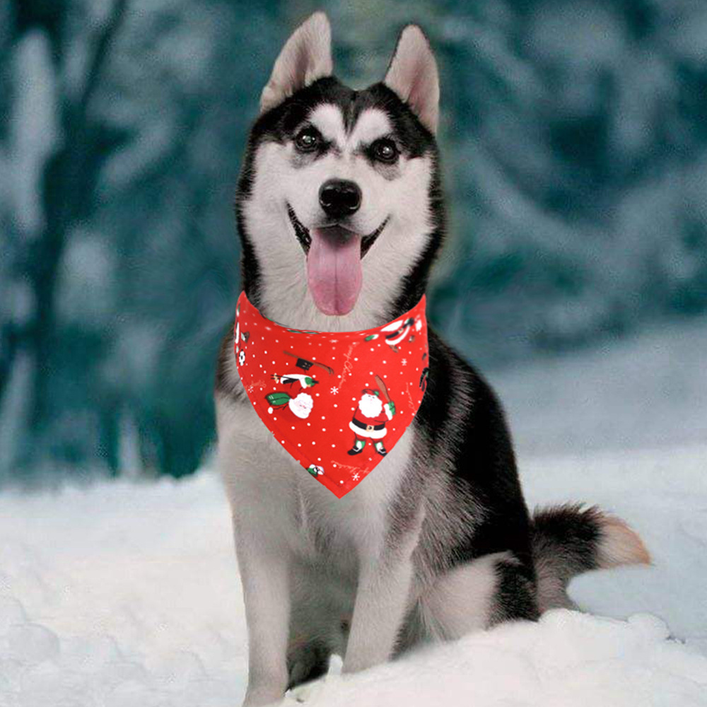 Amazon Hot Selling Christmas Pet's Saliva Towel Dog Triangle Cotton Printed Cat Scarf Scarf Scarf