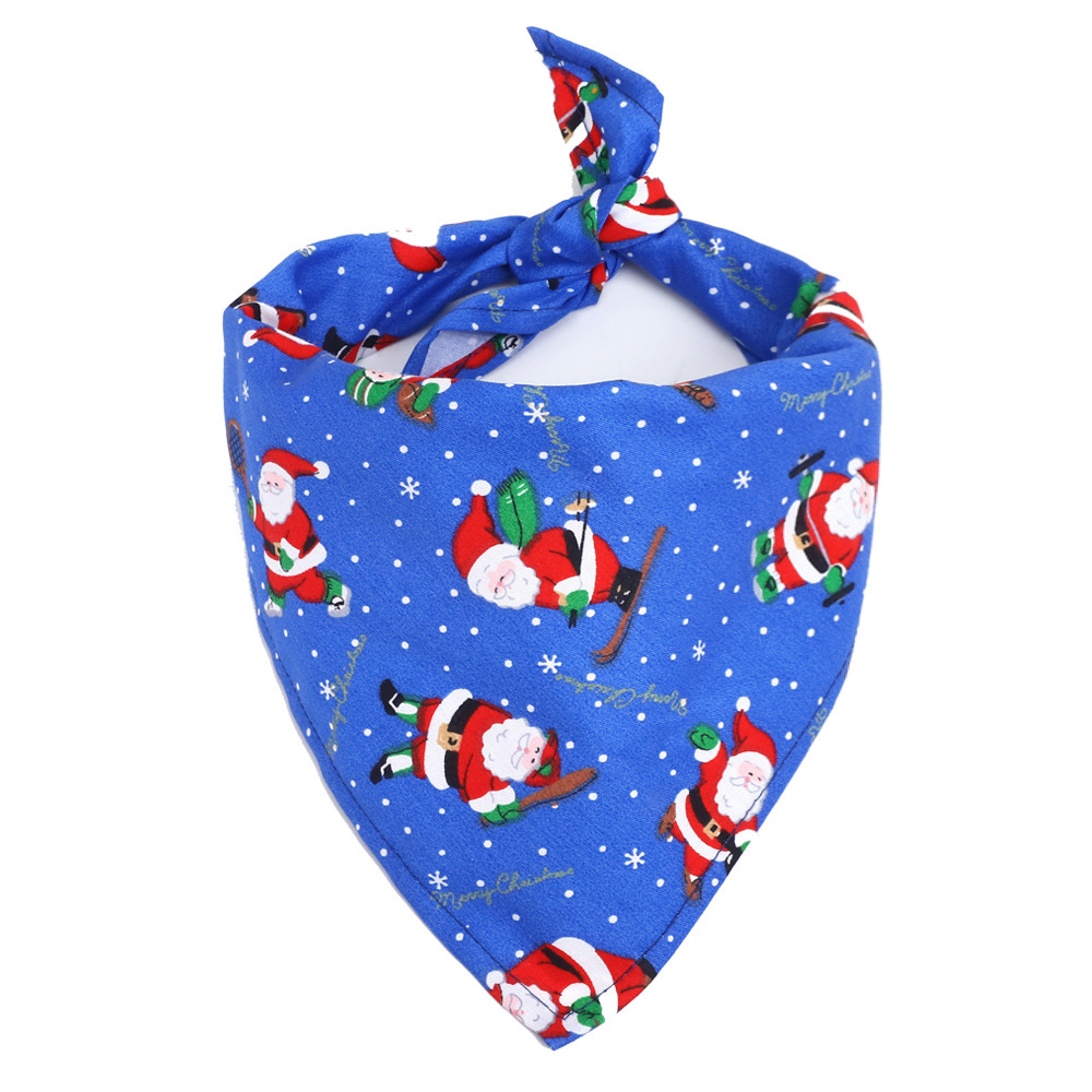 Amazon Hot Selling Christmas Pet's Saliva Towel Dog Triangle Cotton Printed Cat Scarf Scarf Scarf