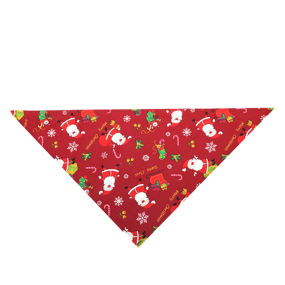 Amazon Hot Selling Christmas Pet's Saliva Towel Dog Triangle Cotton Printed Cat Scarf Scarf Scarf