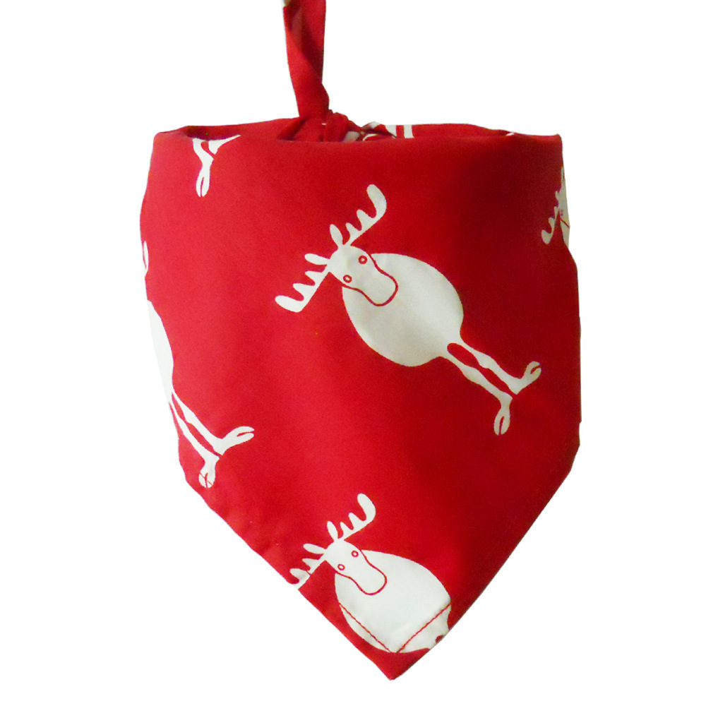 Amazon Hot Selling Christmas Pet's Saliva Towel Dog Triangle Cotton Printed Cat Scarf Scarf Scarf