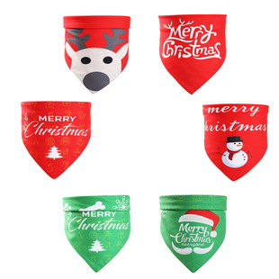 Cross-Border Amazon Christmas Pet's Saliva Towel Cotton Triangular Binder Dog Scarf Cat Scarf Ornament