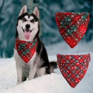 Cross-Border Amazon Christmas Pet's Saliva Towel Cotton Triangular Binder Dog Scarf Cat Scarf Ornament
