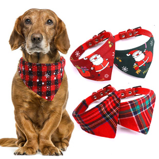 Cross-Border Amazon Christmas Pet's Saliva Towel Cotton Triangular Binder Dog Scarf Cat Scarf Ornament