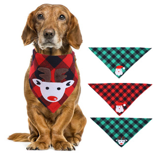 Cross-Border Amazon Christmas Pet's Saliva Towel Cotton Triangular Binder Dog Scarf Cat Scarf Ornament