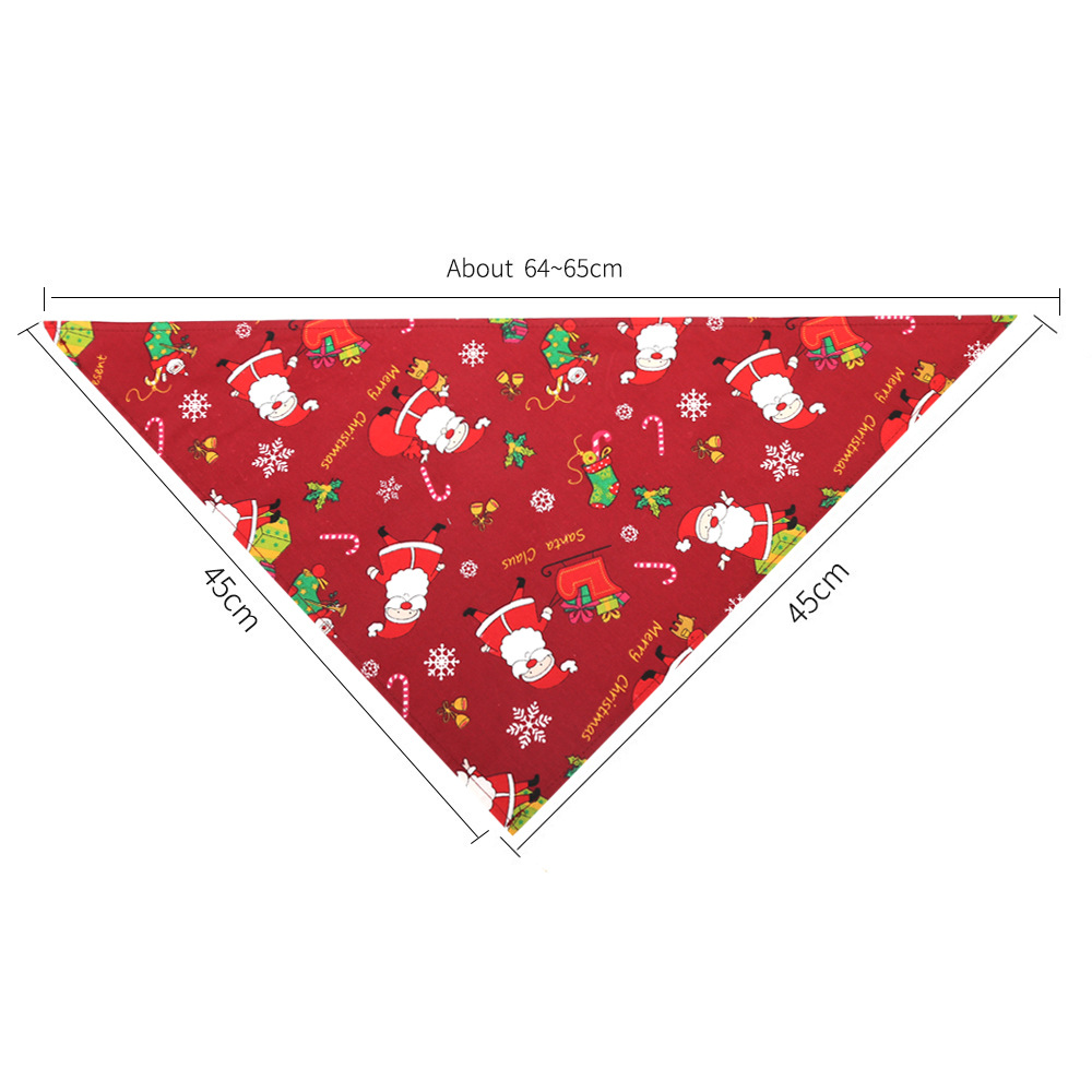 Cross-Border Amazon Christmas Pet's Saliva Towel Cotton Triangular Binder Dog Scarf Cat Scarf Ornament