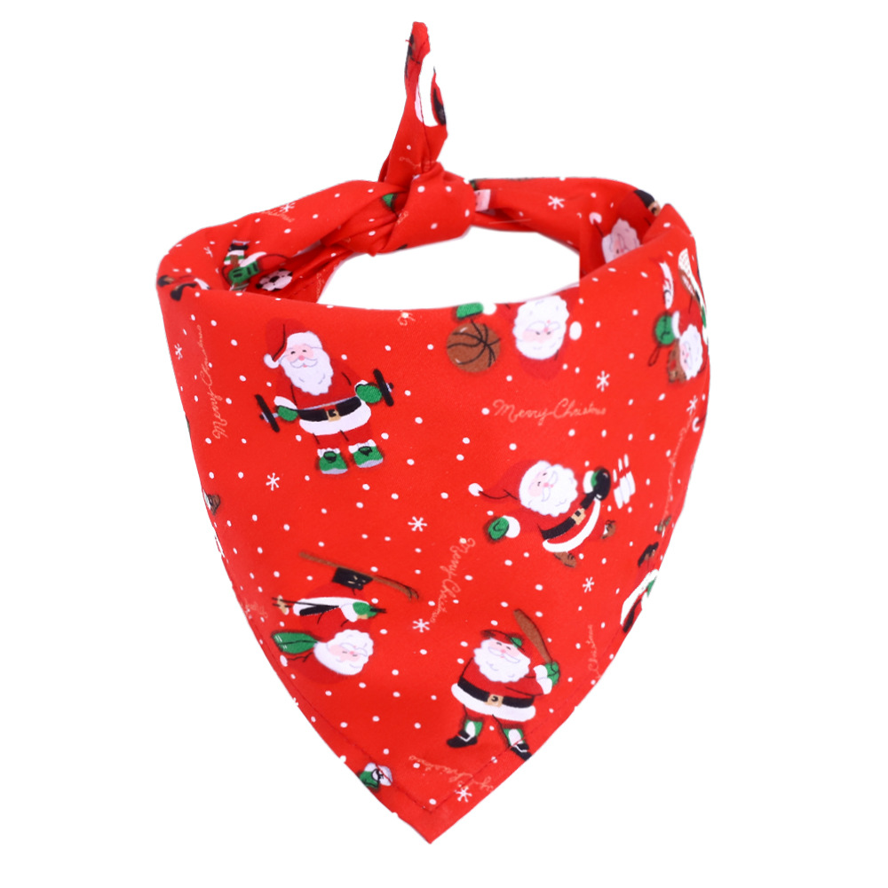 Cross-Border Amazon Christmas Pet's Saliva Towel Cotton Triangular Binder Dog Scarf Cat Scarf Ornament