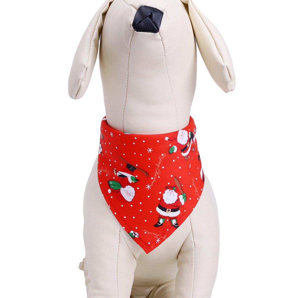 Cross-Border Amazon Christmas Pet's Saliva Towel Cotton Triangular Binder Dog Scarf Cat Scarf Ornament