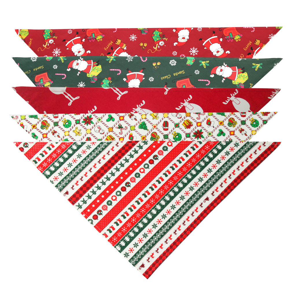 Cross-Border Amazon Christmas Pet's Saliva Towel Cotton Triangular Binder Dog Scarf Cat Scarf Ornament
