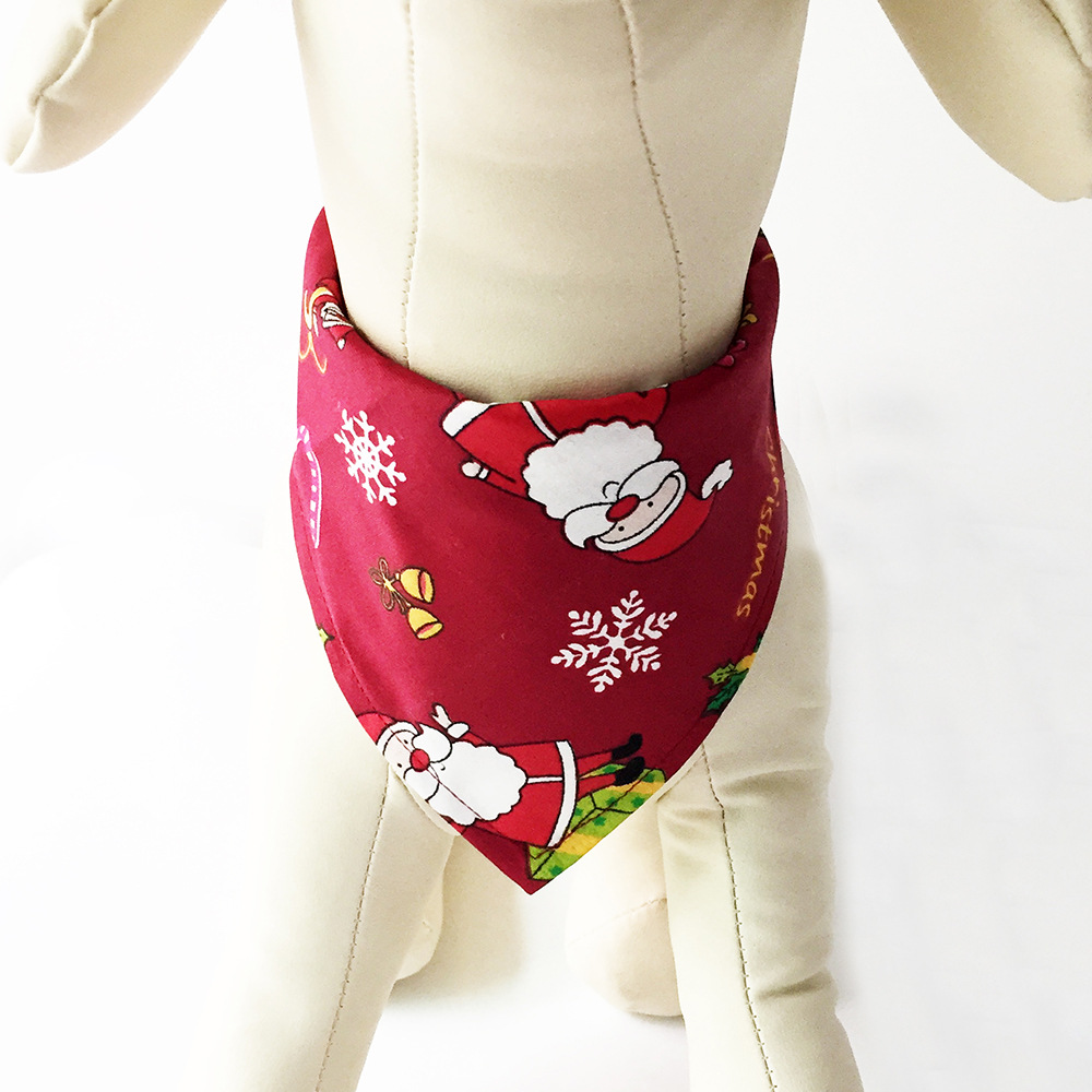 Cross-Border Amazon Christmas Pet's Saliva Towel Cotton Triangular Binder Dog Scarf Cat Scarf Ornament