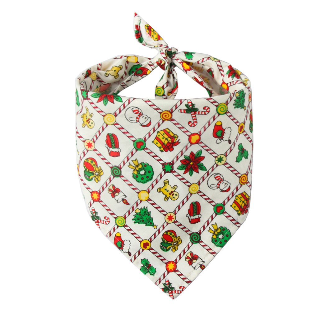 Cross-Border Amazon Christmas Pet's Saliva Towel Cotton Triangular Binder Dog Scarf Cat Scarf Ornament