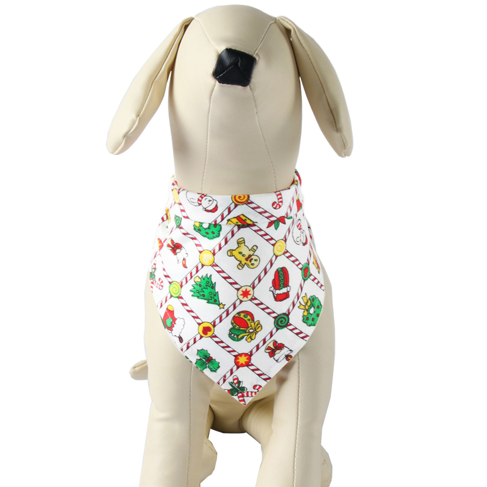 Cross-Border Amazon Christmas Pet's Saliva Towel Cotton Triangular Binder Dog Scarf Cat Scarf Ornament