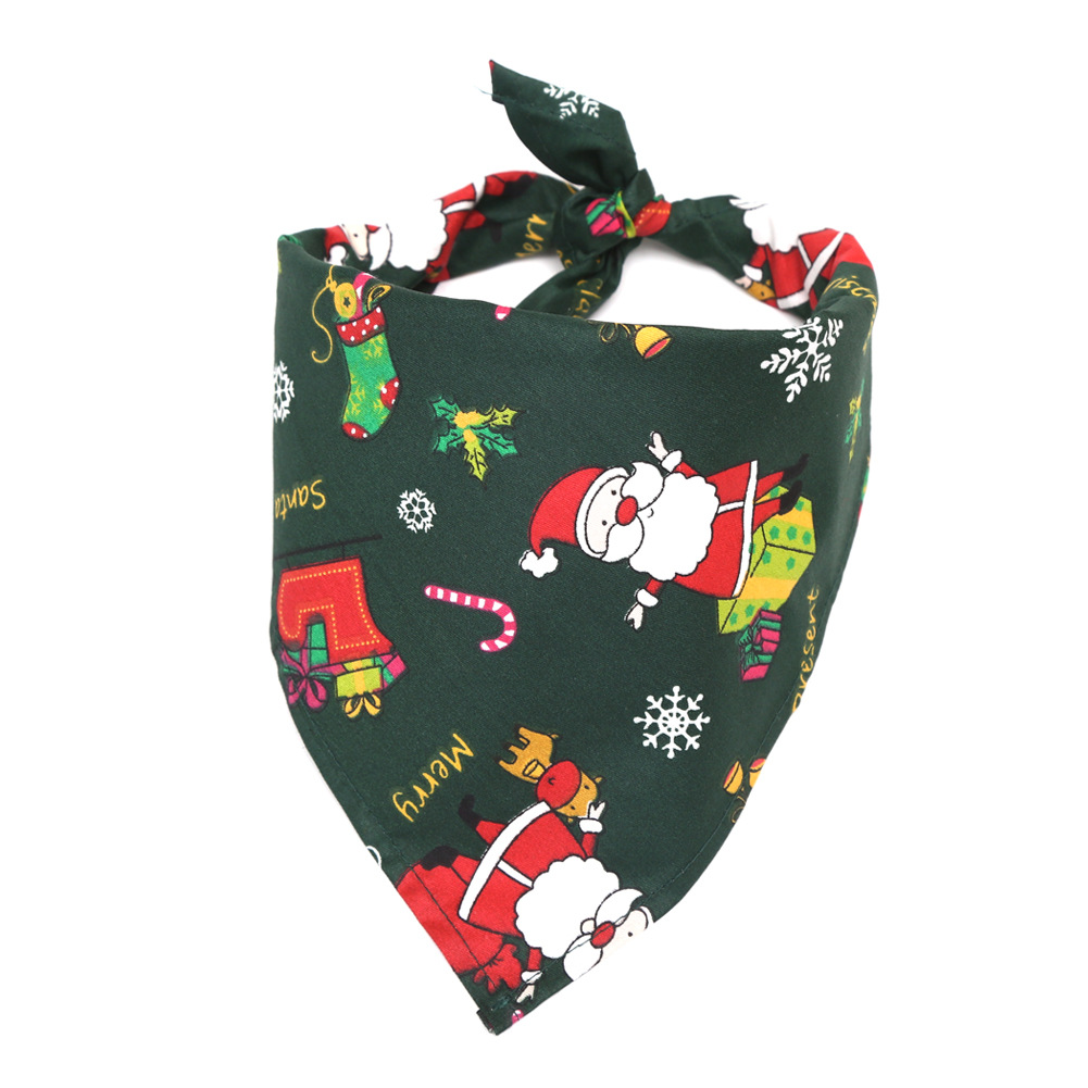 Cross-Border Amazon Christmas Pet's Saliva Towel Cotton Triangular Binder Dog Scarf Cat Scarf Ornament