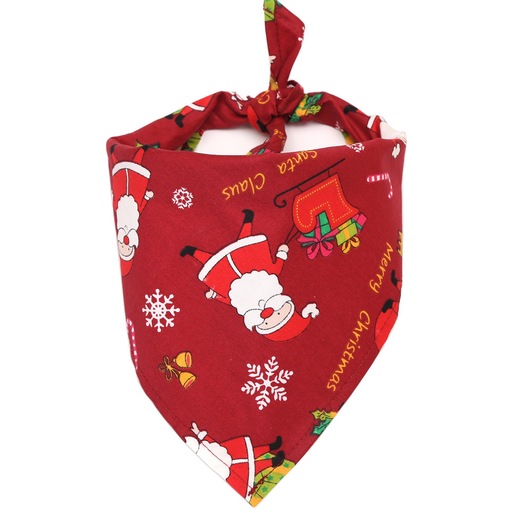 Cross-Border Amazon Christmas Pet's Saliva Towel Cotton Triangular Binder Dog Scarf Cat Scarf Ornament
