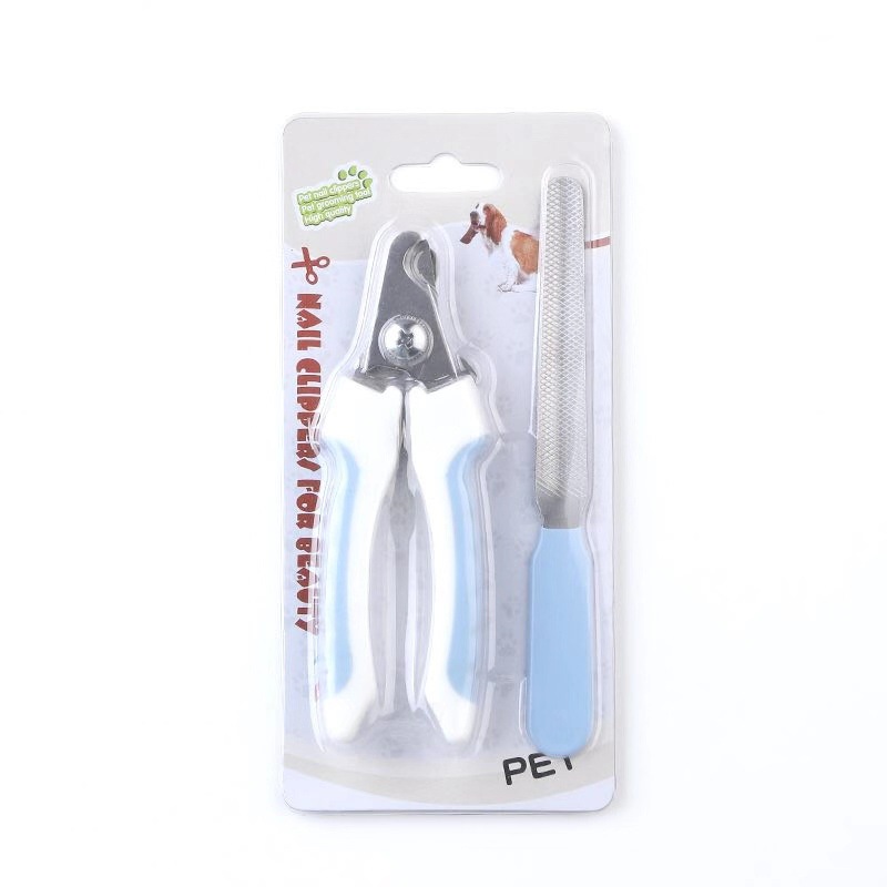Factory Direct Sales Pet Nail Clipper Set File Two-Piece Set Cat and Dog Universal Stainless Steel Cat and Dog Nail Scissors