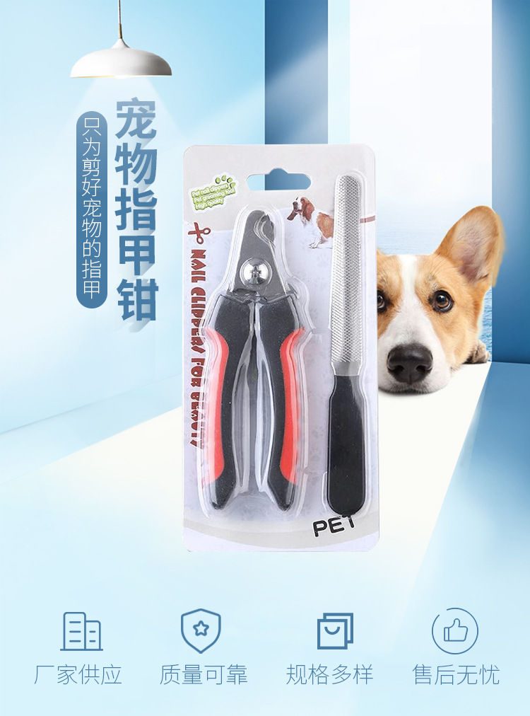 Factory Direct Sales Pet Nail Clipper Set File Two-Piece Set Cat and Dog Universal Stainless Steel Cat and Dog Nail Scissors