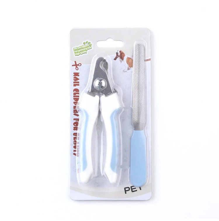 Factory Direct Sales Pet Nail Clipper Set File Two-Piece Set Cat and Dog Universal Stainless Steel Cat and Dog Nail Scissors