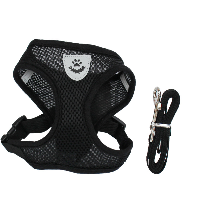 Pet Harness Dogs and Cats Mesh Chest and Back Dog Leash Cat Pulling Rope I-Shaped Vest for Leash Set