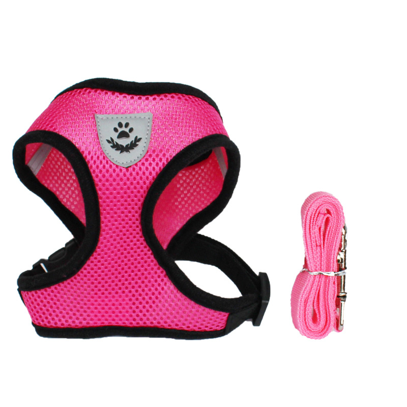 Pet Harness Dogs and Cats Mesh Chest and Back Dog Leash Cat Pulling Rope I-Shaped Vest for Leash Set