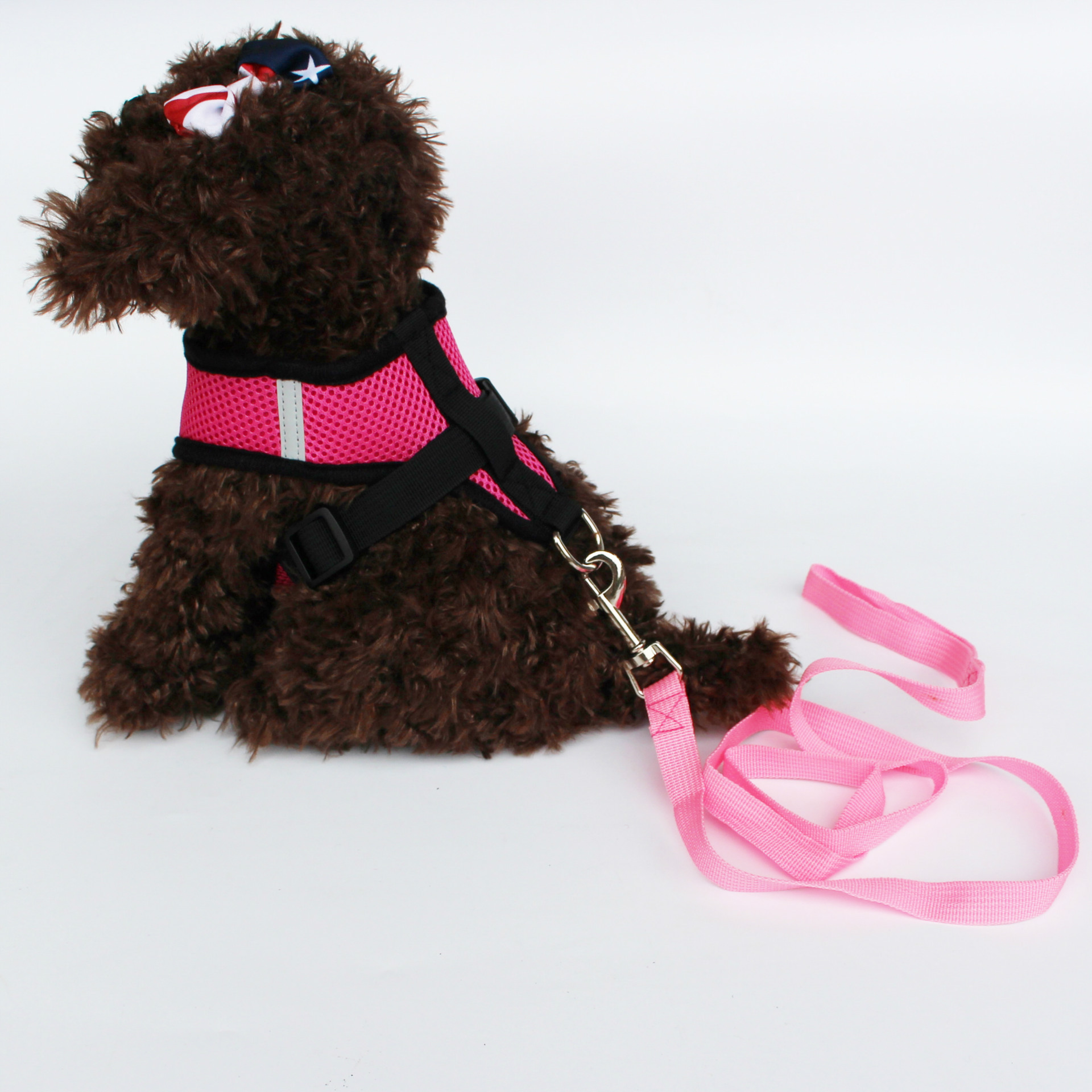 Pet Harness Dogs and Cats Mesh Chest and Back Dog Leash Cat Pulling Rope I-Shaped Vest for Leash Set